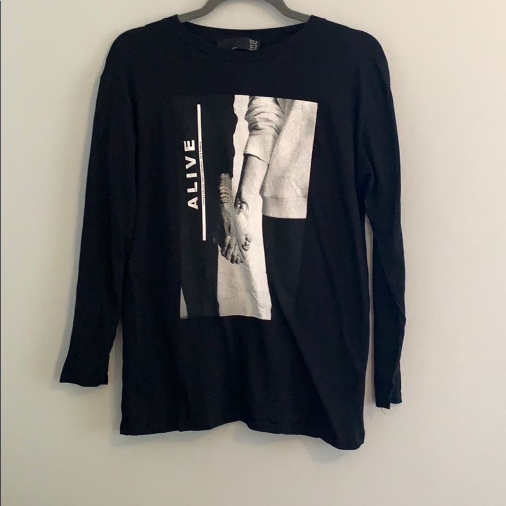 TRF Zara- Black long sleeve Graphic Tee